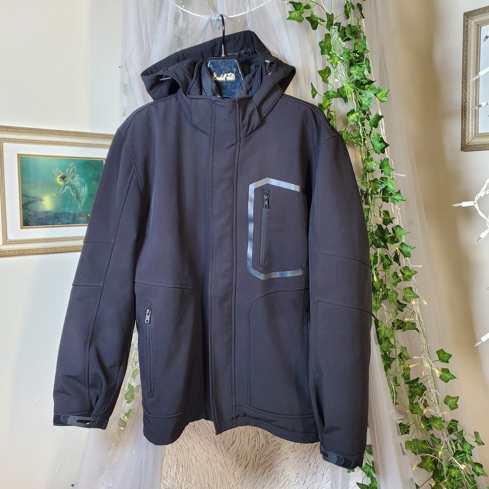 Vince Camuto Black‎ Weather Resistant Softshell Jacket Gorpcore Size L Casual